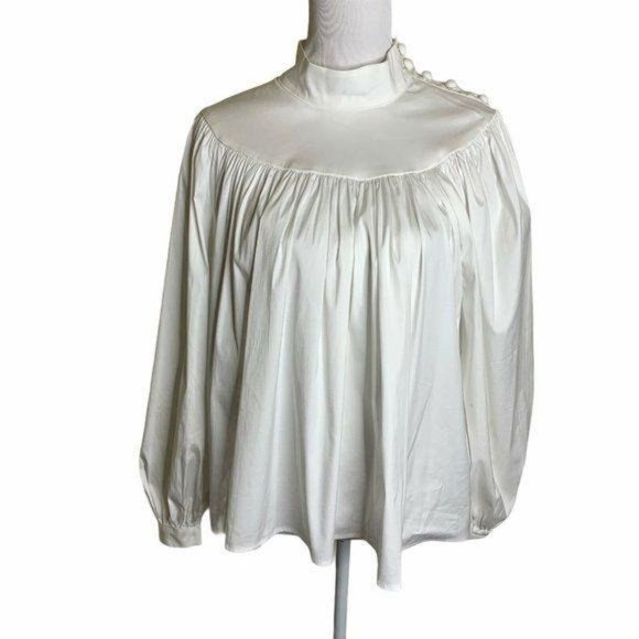 Ann Taylor Balloon Sleeve Mock Neck Peasant Blouse - Picture 10 of 10
